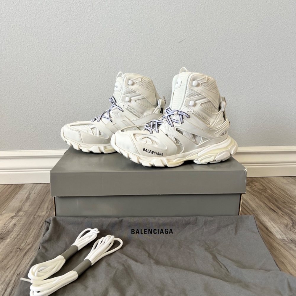 Size 40- Balenciaga Track Hike High top Sneaker White -Women size 10 - Picture 2 of 6